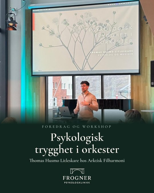 Instagram-innlegg: psykolog Thomas Husmo Litleskare holdt foredrag for Arktisk Filharmoni om psykologisk trygghet i orkester